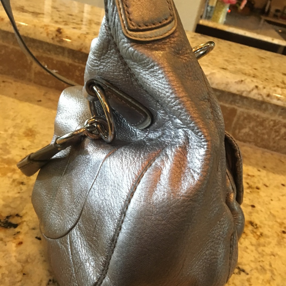 Coach Metallic Silver Leather Patterned Purse - image 3